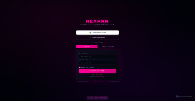Security scan screenshot of http://nexaratech.org/app