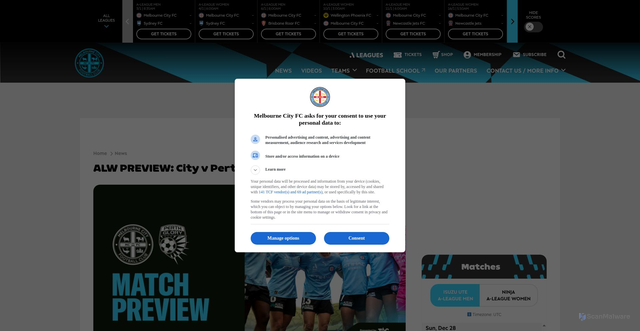 Security scan screenshot of https://melbournecityfc.com.au/news/20251226-alw-preview-2/