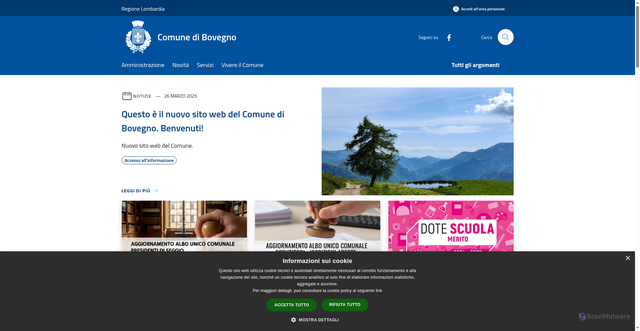 Security scan screenshot of https://www.comune.bovegno.bs.it/it