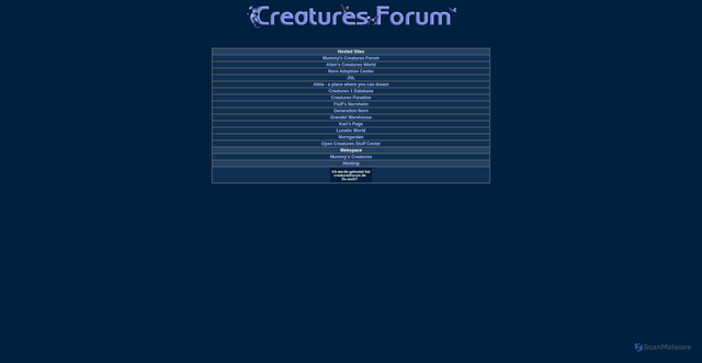 Security scan screenshot of https://creaturesforum.de