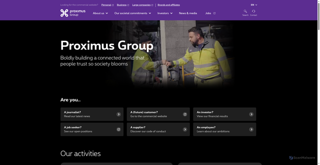 Security scan screenshot of https://proximus.com