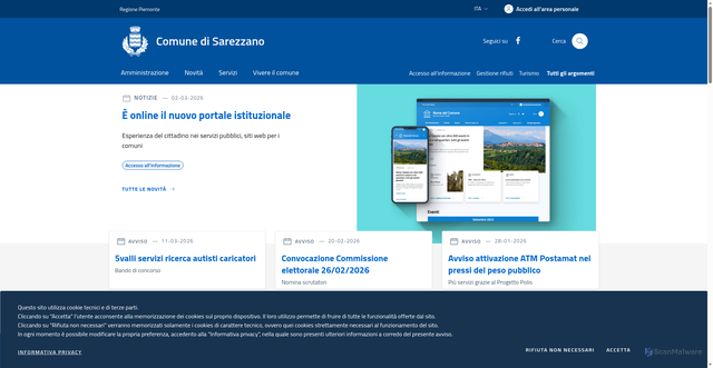Security scan screenshot of https://www.comune.sarezzano.al.it/