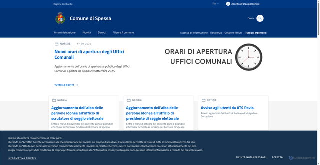 Security scan screenshot of https://www.comune.spessa.pv.it/