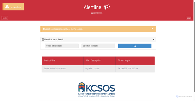 Security scan screenshot of https://alertline.kern.org/
