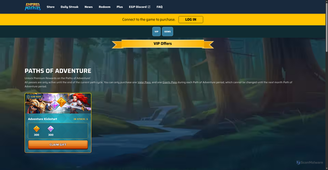 Security scan screenshot of https://empiresandpuzzles.com