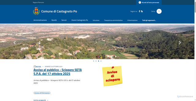 Security scan screenshot of https://www.comune.castagnetopo.to.it/