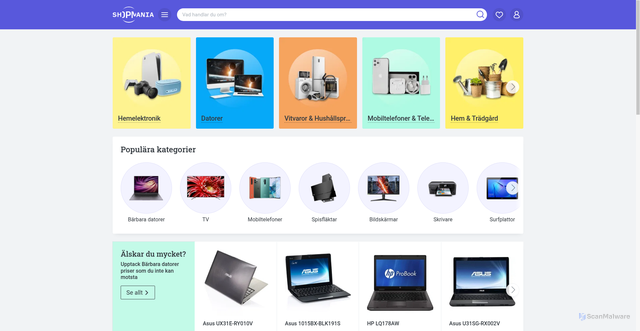 Security scan screenshot of https://shopmania.se