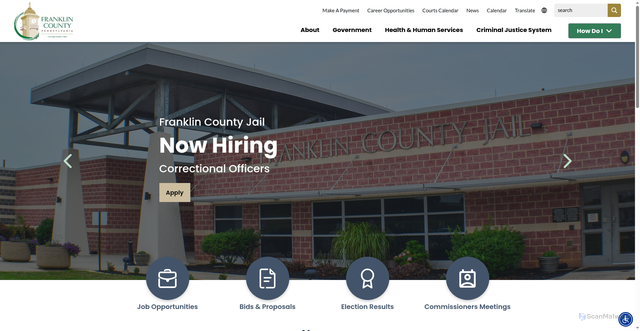 Security scan screenshot of https://www.franklincountypa.gov/