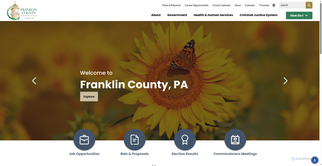 Security scan screenshot of https://www.franklincountypa.gov/
