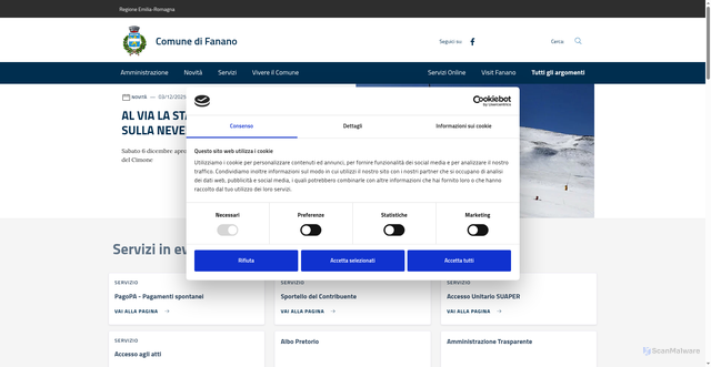 Security scan screenshot of https://www.comune.fanano.mo.it/