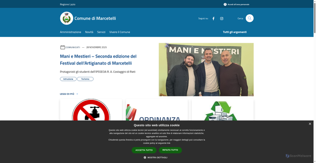 Security scan screenshot of https://www.comune.marcetelli.ri.it/it