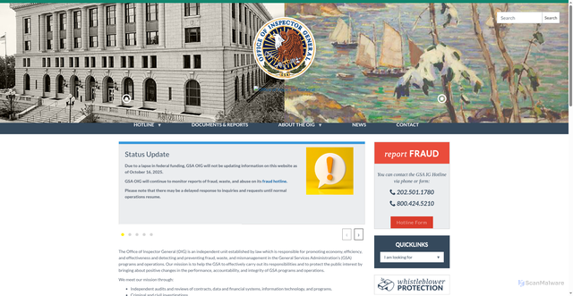Security scan screenshot of https://gsaig.gov/