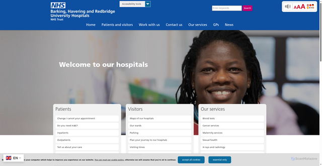 Security scan screenshot of http://www.bhrhospitals.nhs.uk