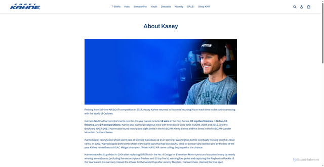 Security scan screenshot of https://kaseykahne.com/pages/about-kasey