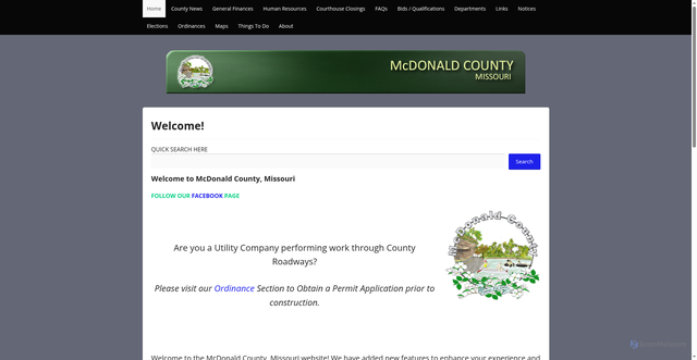 Security scan screenshot of https://mcdonaldcountymo.gov/