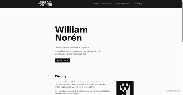 Security scan screenshot of https://williamnoren.se