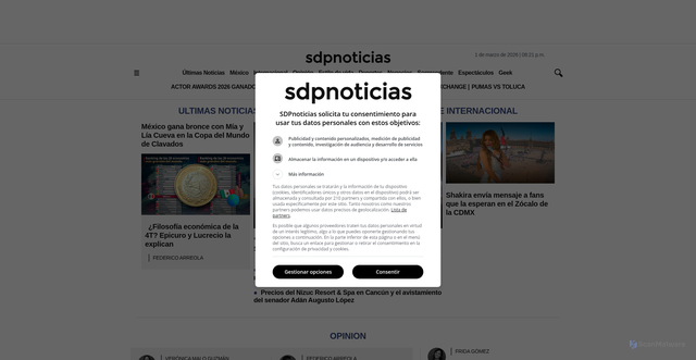 Security scan screenshot of https://www.sdpnoticias.com