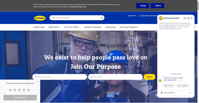 Security scan screenshot of https://careers.butterball.com/us/en/