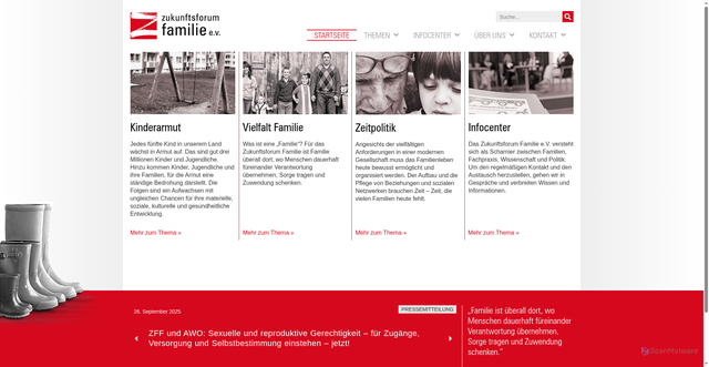 Security scan screenshot of https://www.zukunftsforum-familie.de/
