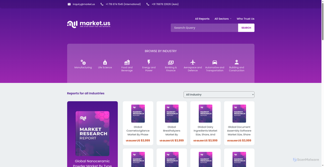 Security scan screenshot of https://market.us
