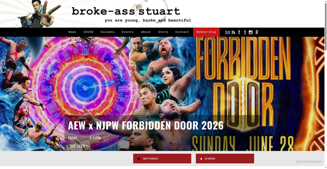 Security scan screenshot of https://brokeassstuart.dothebay.com/events/2026/6/28/aew-x-njpw-forbidden-door-2026-tickets