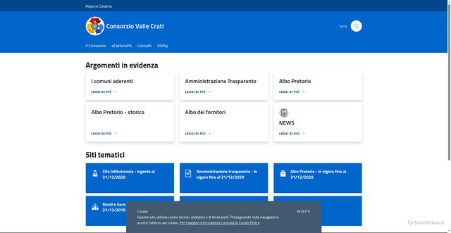 Security scan screenshot of https://www.consorziovallecrati.it/it