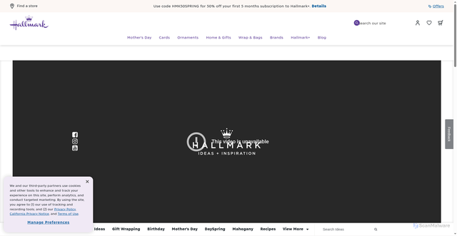 Security scan screenshot of https://ideas.hallmark.com