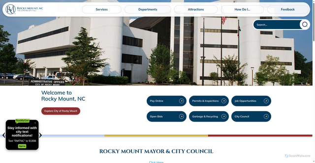 Security scan screenshot of https://www.rockymountnc.gov/