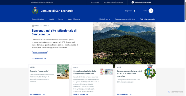 Security scan screenshot of https://www.comune.sanleonardo.ud.it/