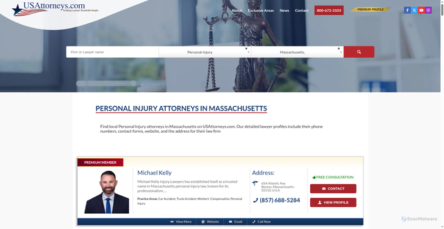 Security scan screenshot of https://usattorneys.com/location/massachusetts/practice-area/personal-injury/
