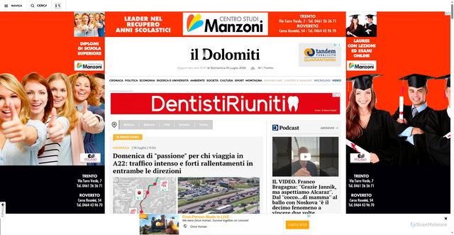 Security scan screenshot of https://ildolomiti.it