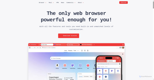 Security scan screenshot of vivaldi.com