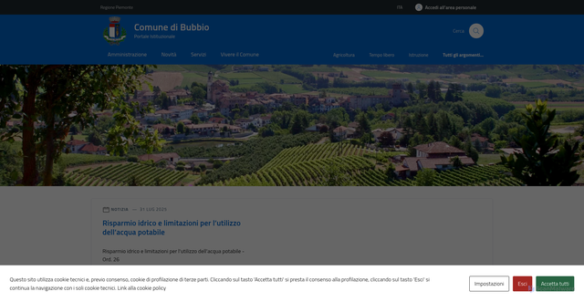 Security scan screenshot of https://comune.bubbio.at.it/