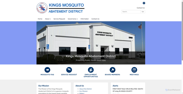 Security scan screenshot of https://www.kingsmosquito.gov/