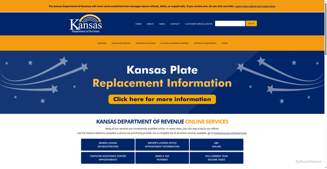 Security scan screenshot of https://ksrevenue.gov/