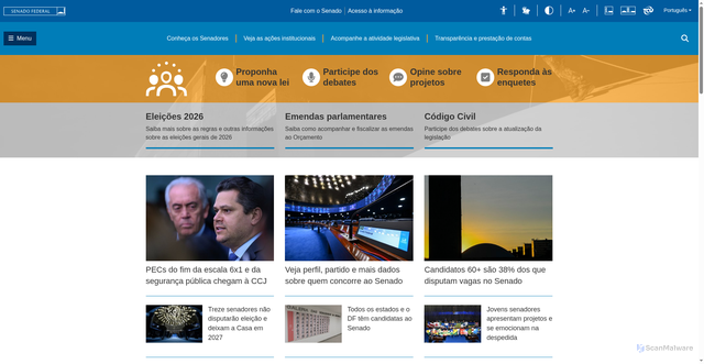 Security scan screenshot of https://senado.gov.br
