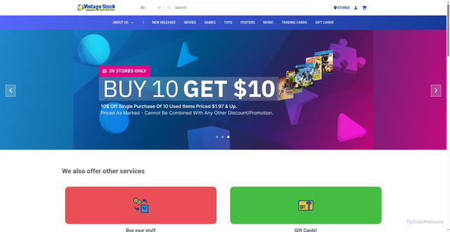 Security scan screenshot of https://vintagestock.com/