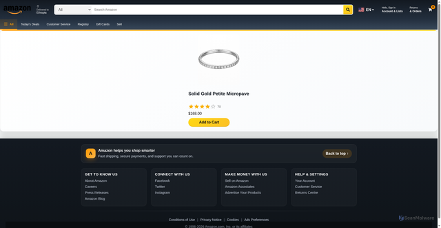 Security scan screenshot of http://amazon-clone-six-rho-44.vercel.app/product/6