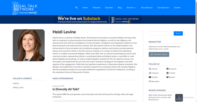 Security scan screenshot of https://legaltalknetwork.com/guests/heidi-levine/