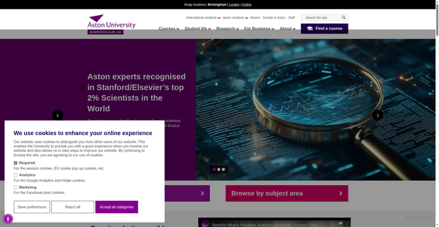 Security scan screenshot of https://www.aston.ac.uk/