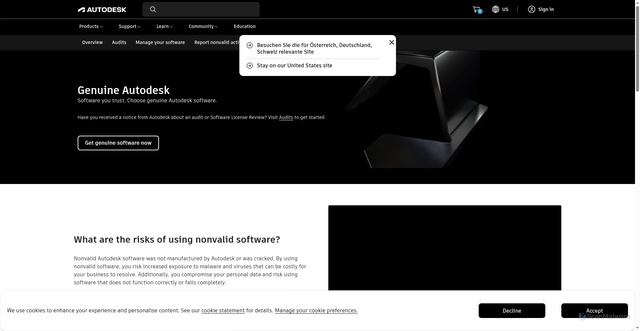 Security scan screenshot of https://genuine-software2.autodesk.com