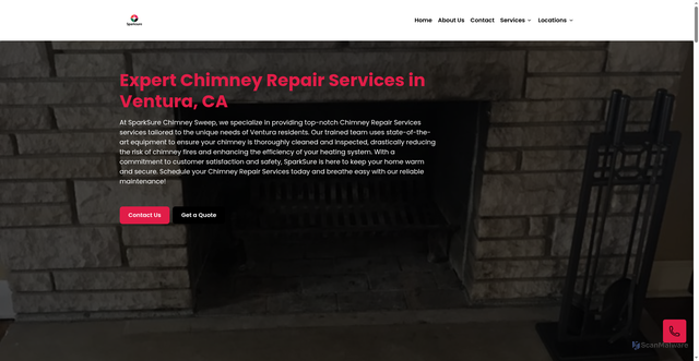 Security scan screenshot of https://sparksure.pages.dev/chimney-repair-services