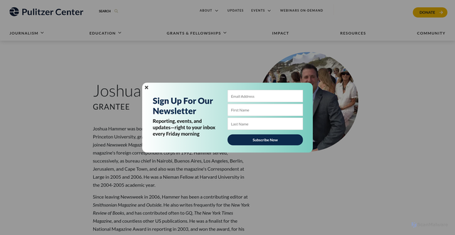 Security scan screenshot of https://pulitzercenter.org/people/joshua-hammer