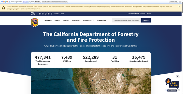 Security scan screenshot of https://www.fire.ca.gov/