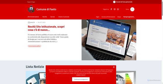 Security scan screenshot of https://comune.faeto.fg.it/