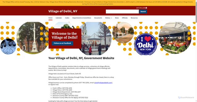 Security scan screenshot of https://villageofdelhiny.gov/