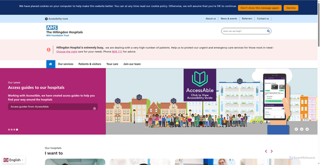 Security scan screenshot of http://www.thh.nhs.uk