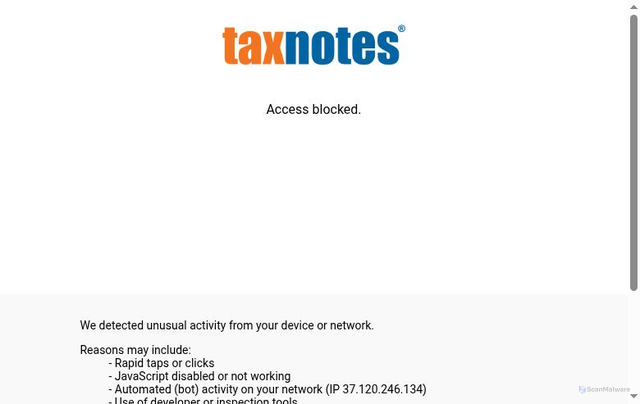 Security scan screenshot of https://www.taxnotes.com/featured-analysis/next-bad-idea-tariff-rebate-checks/2025/09/04/7sz95