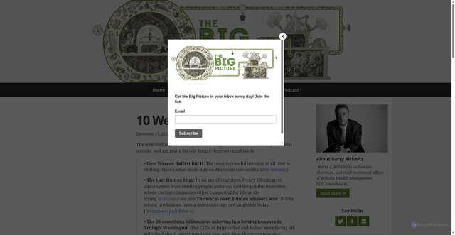 Security scan screenshot of https://ritholtz.com/2025/12/10-weekend-reads-71/