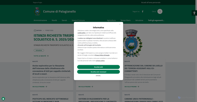 Security scan screenshot of https://www.comune.palagianello.ta.it/